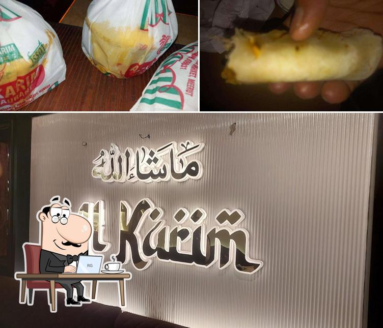 Among various things one can find interior and food at Al Karim Restaurant