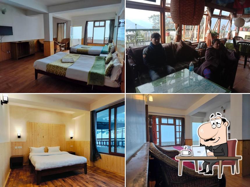 Take a seat at one of the tables at Hotel Kabur Pelling