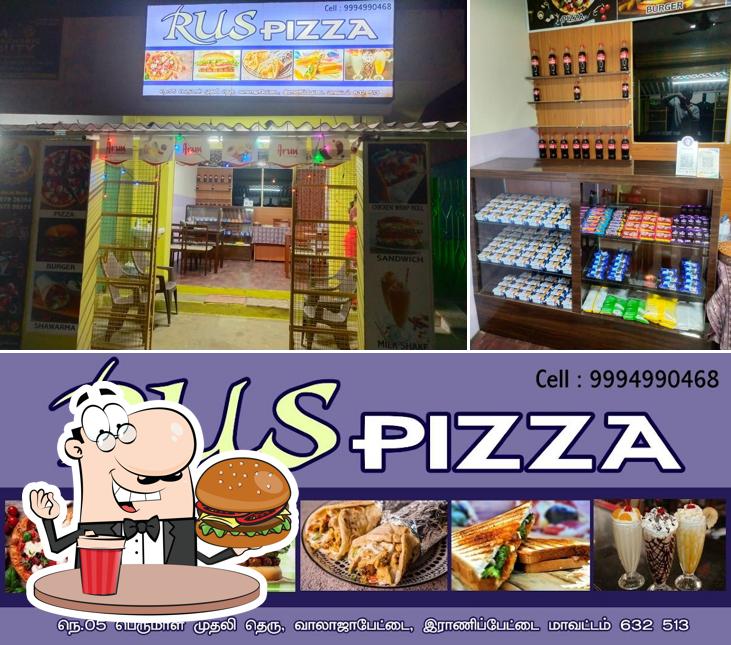 Get a burger at RUS PIZZA
