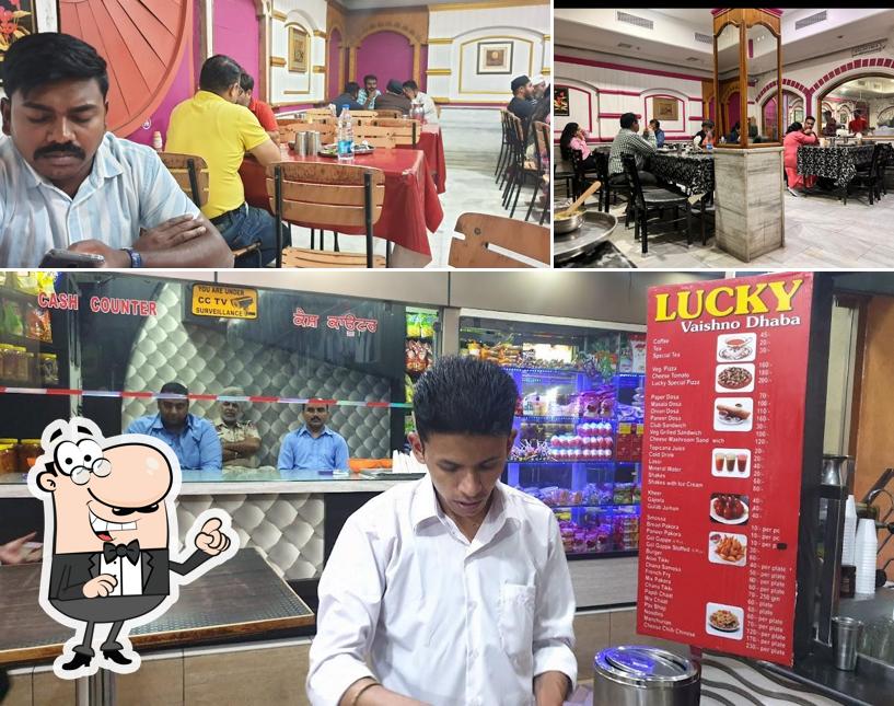 Take a seat at one of the tables at Lucky Vaishno Dhaba