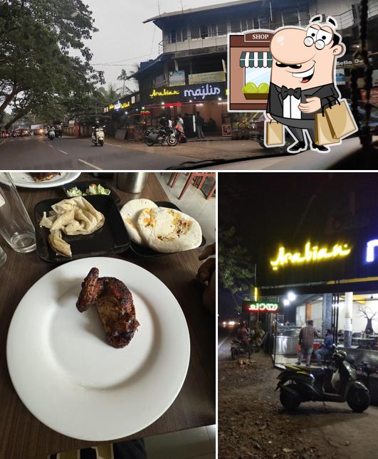 The restaurant's exterior and food