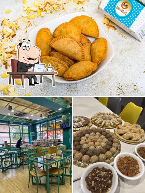 The photo of interior and food at Gud Mishri