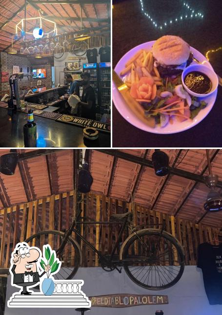 Take a look at the photo depicting exterior and food at El Diablo Palolem