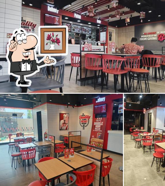 Take a seat at one of the tables at KFC