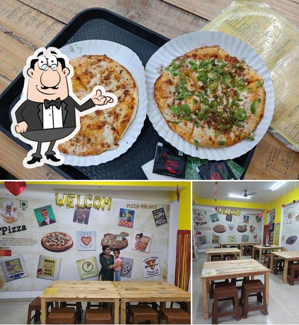 The restaurant's interior and food