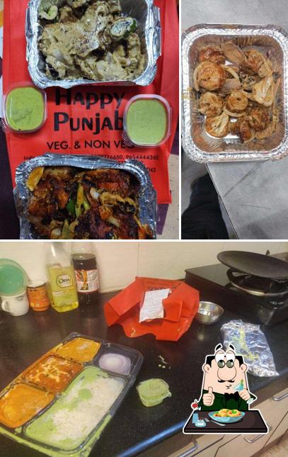 Check out the photo showing food and beverage at Happy Punjab