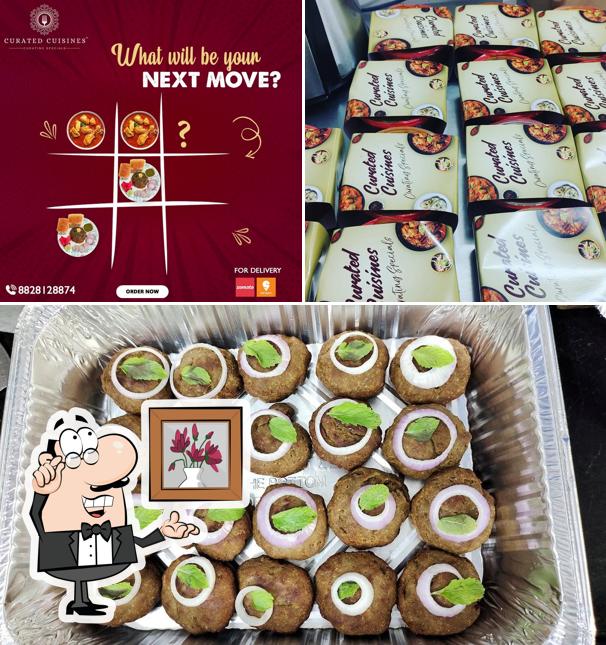 Check out the photo depicting interior and food at Curated Cuisines