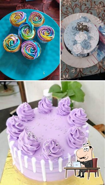 Take a look at the image depicting interior and food at Sugar Shakers