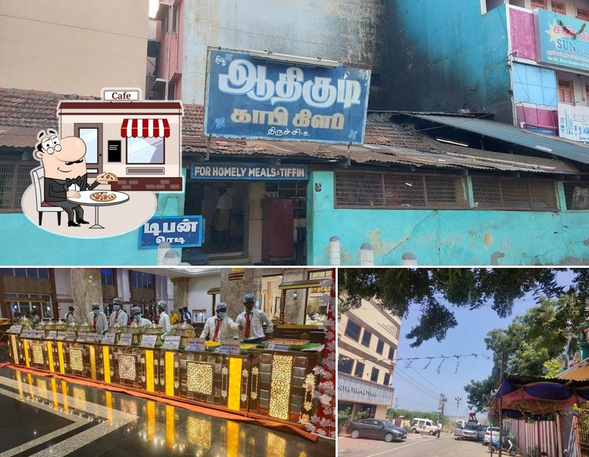 Among various things one can find exterior and food at Karpagam Restaurant