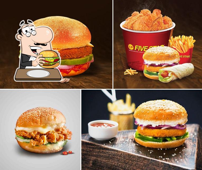 Try out a burger at Five Star Chicken