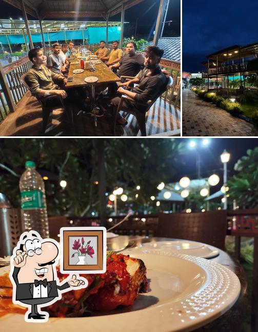 The restaurant's interior and food