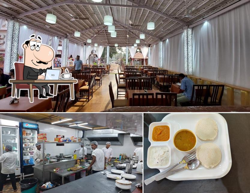 The restaurant's interior and food