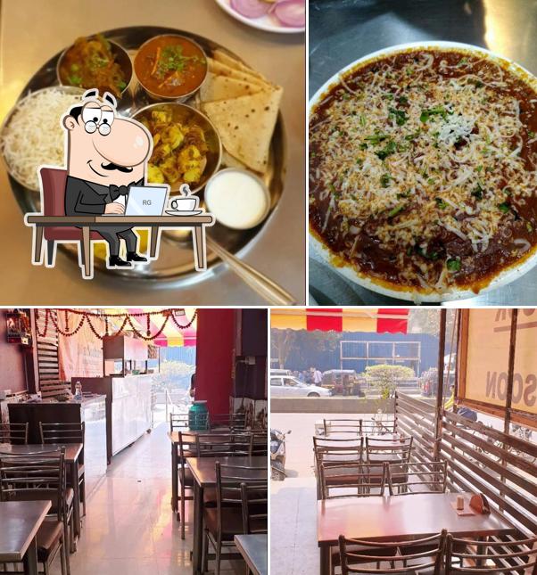 The image of interior and food at Madhuban Veg. Restaurant