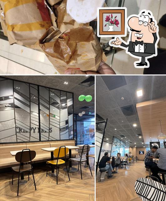 The image of interior and food at McDonald's