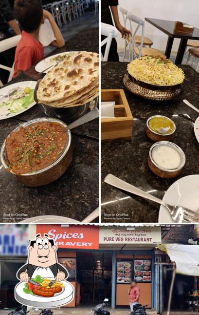 This is the picture displaying food and exterior at Spices Bravery pure veg and non veg restaurent