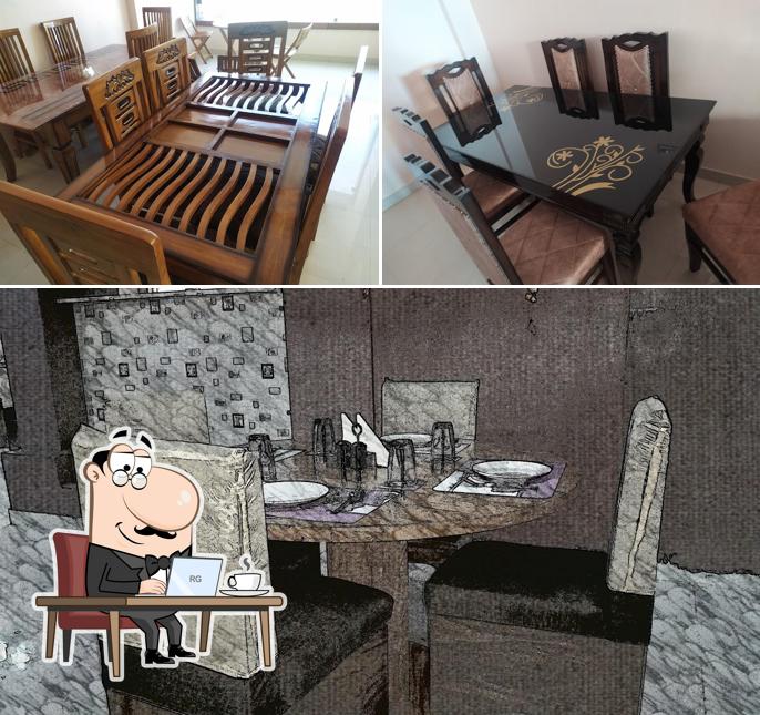 Take a seat at one of the tables at The Royal Hotel