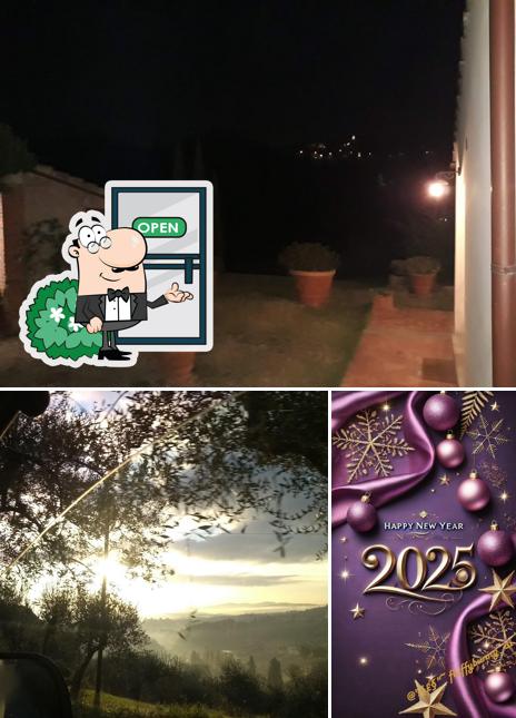 Questa è la foto che raffigura la esterno e cibo di Cene Al Podere Raugei