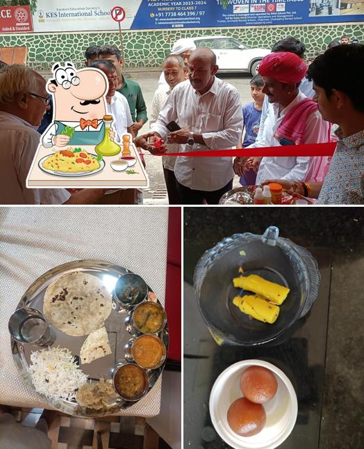 Take a look at the picture showing food and exterior at Gangaur Thali