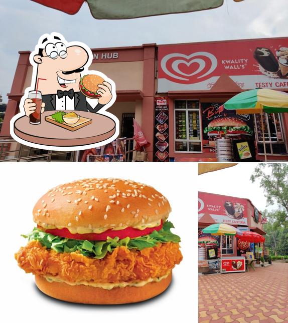 Order a burger at Tasty Canteen