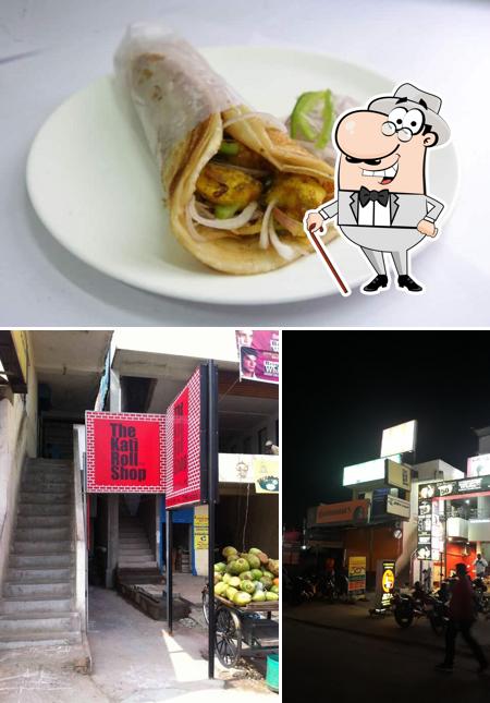 The image of exterior and food at The Kati Roll Shop