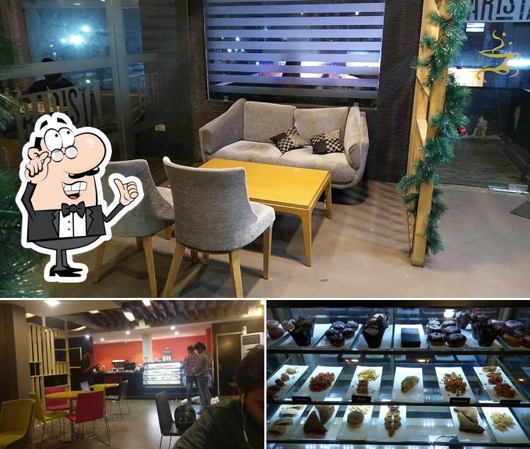 Take a seat at one of the tables at Barista