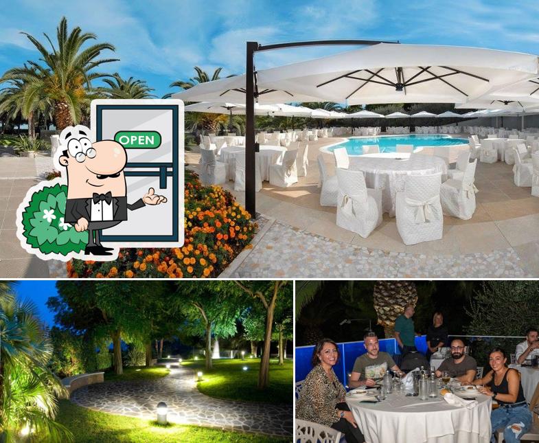 La esterno e tavolo da pranzo del ristorante