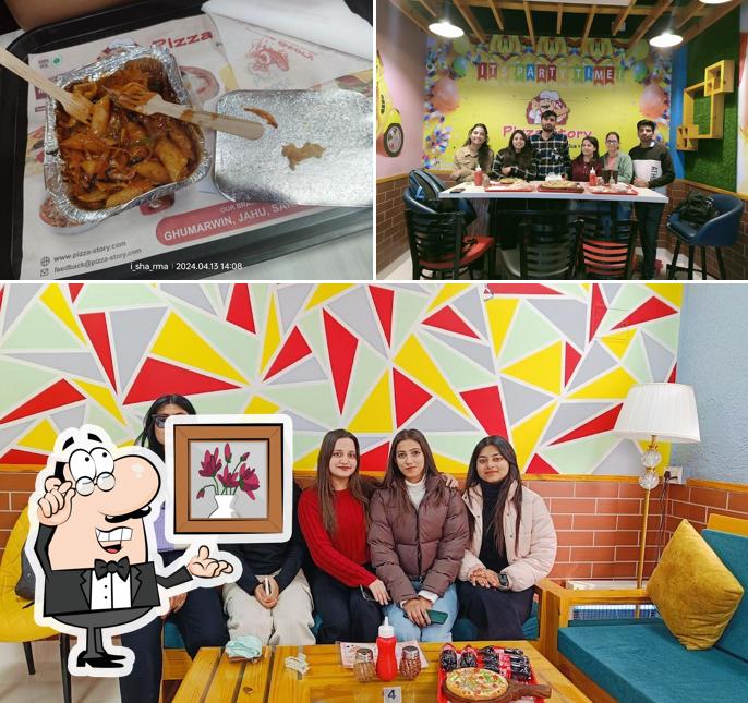 The picture of interior and food at Pizza Story Bilaspur