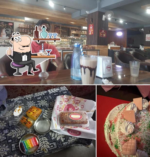 The restaurant's interior and food