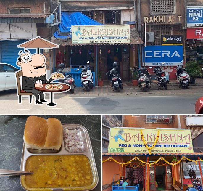 The restaurant's exterior and food