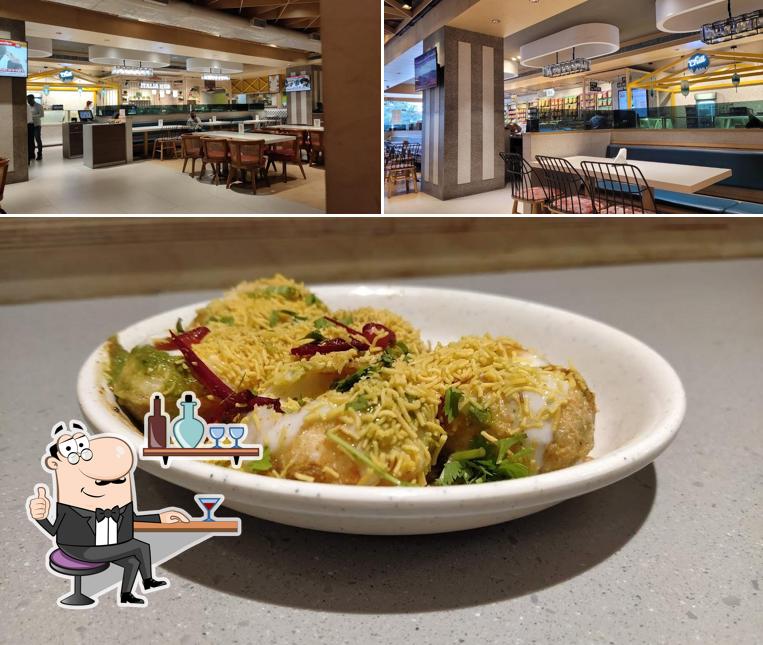 This is the photo depicting interior and food at Bikanervala Kothaguda Hyderabad