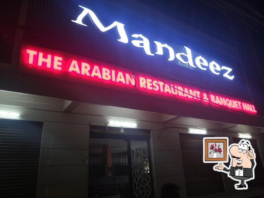 The interior of Mandeez Arabian Restaurant in Bhavanipuram