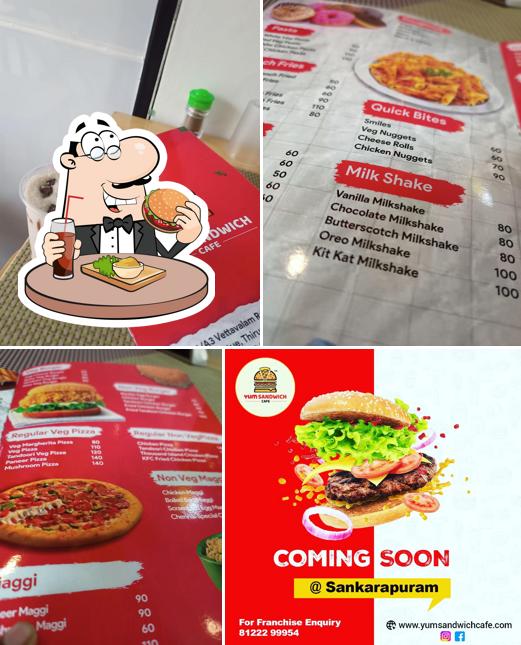 Hamburger at Yum Sandwich Cafe