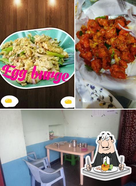 This is the picture depicting food and interior at Mahesh Fast Food Center