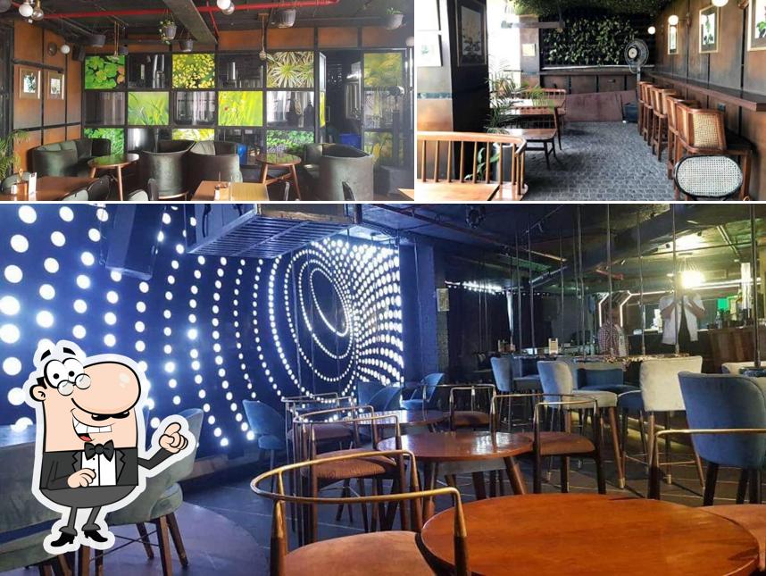 Take a seat at one of the tables at Gravity Space Bar