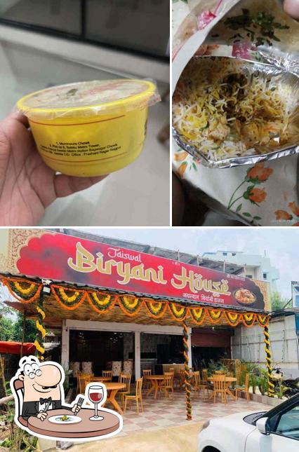The picture of food and exterior at Jaiswal Biryani House