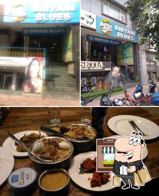 Among different things one can find exterior and interior at Biryani Blues