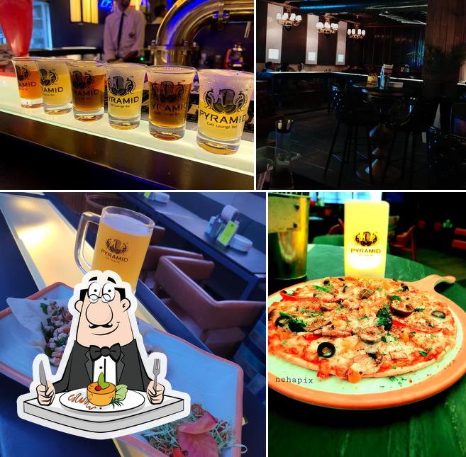 Take a look at the picture depicting food and bar counter at Egyptian Brewery Best bar & Pub In Ranjit avenue Amritsar- Restro Bar in amritsar- best Night Club in Amritsar