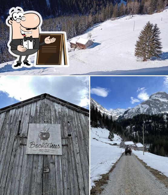 Goditi la vista dall'area esterna di Bochtehus Restaurant Lauenen