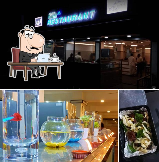 Check out the picture depicting interior and food at Rajmahal Ruchi Restaurant