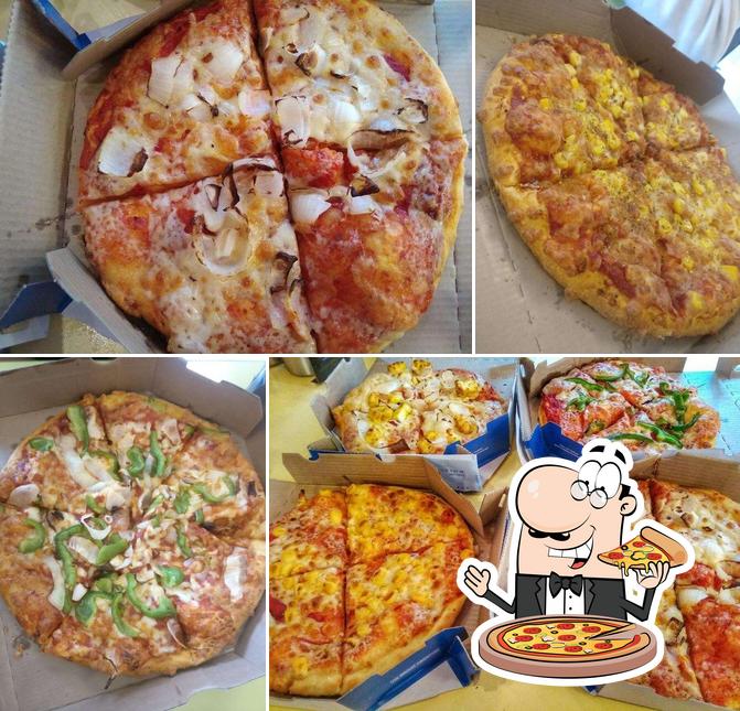 Pick various types of pizza