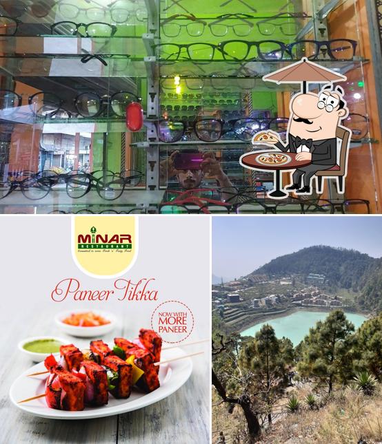 Take a look at the photo showing exterior and food at Minar Restaurant