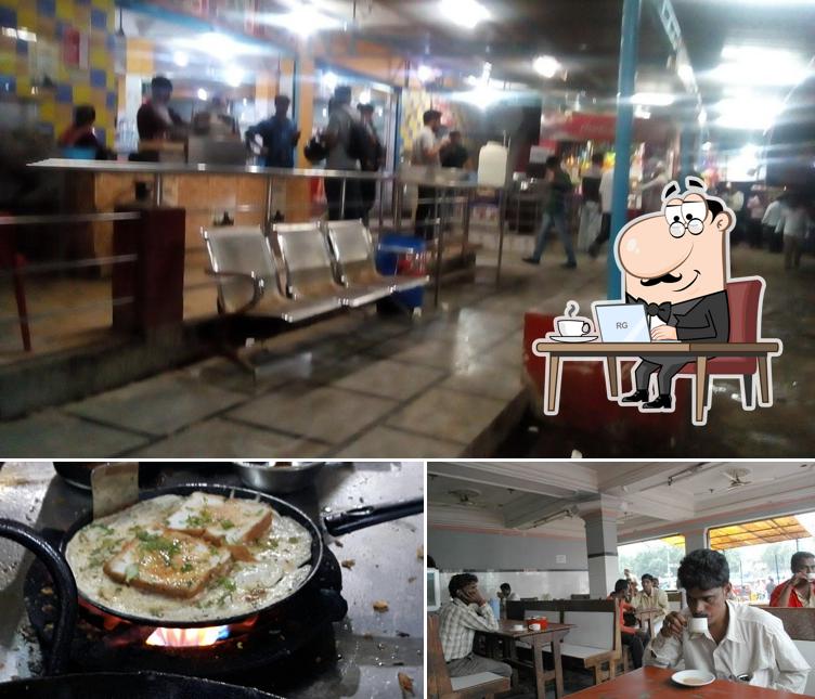 The restaurant's interior and food