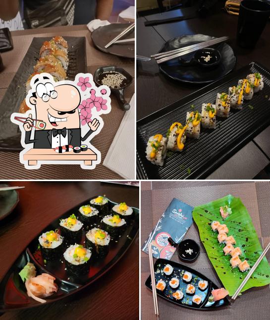 Sushi rolls are served at Sushiya