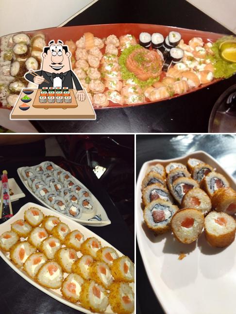Rolos de sushi são disponibilizados no Huramaki