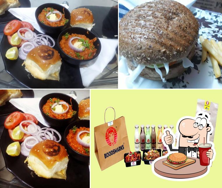 Order a burger at The Boodsmarks Cafe Restro & Bakery