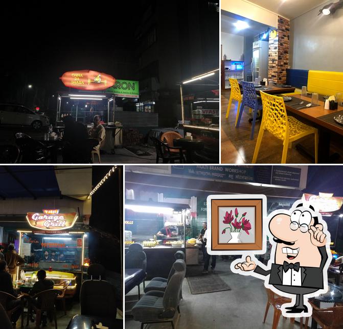 Take a seat at one of the tables at The Garage Grill