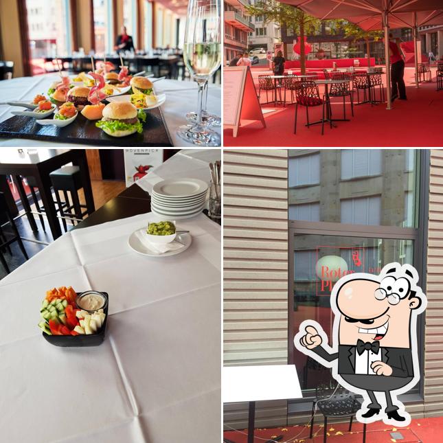 La immagine della interni e cibo di Restaurant Roter Platz