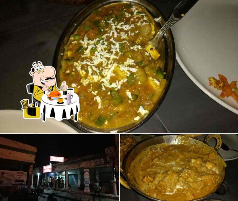 This is the picture depicting food and exterior at Hill Town
