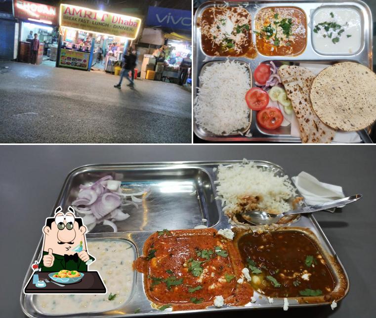 Amrit Dhaba (Pure vegetarian) is distinguished by food and interior