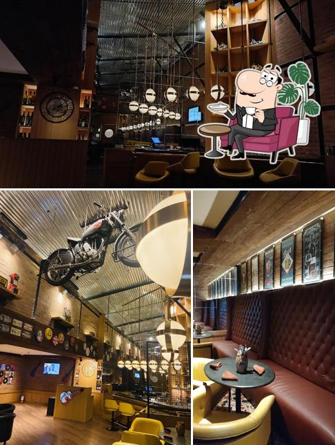 Take a seat at one of the tables at Bike & Barrel
